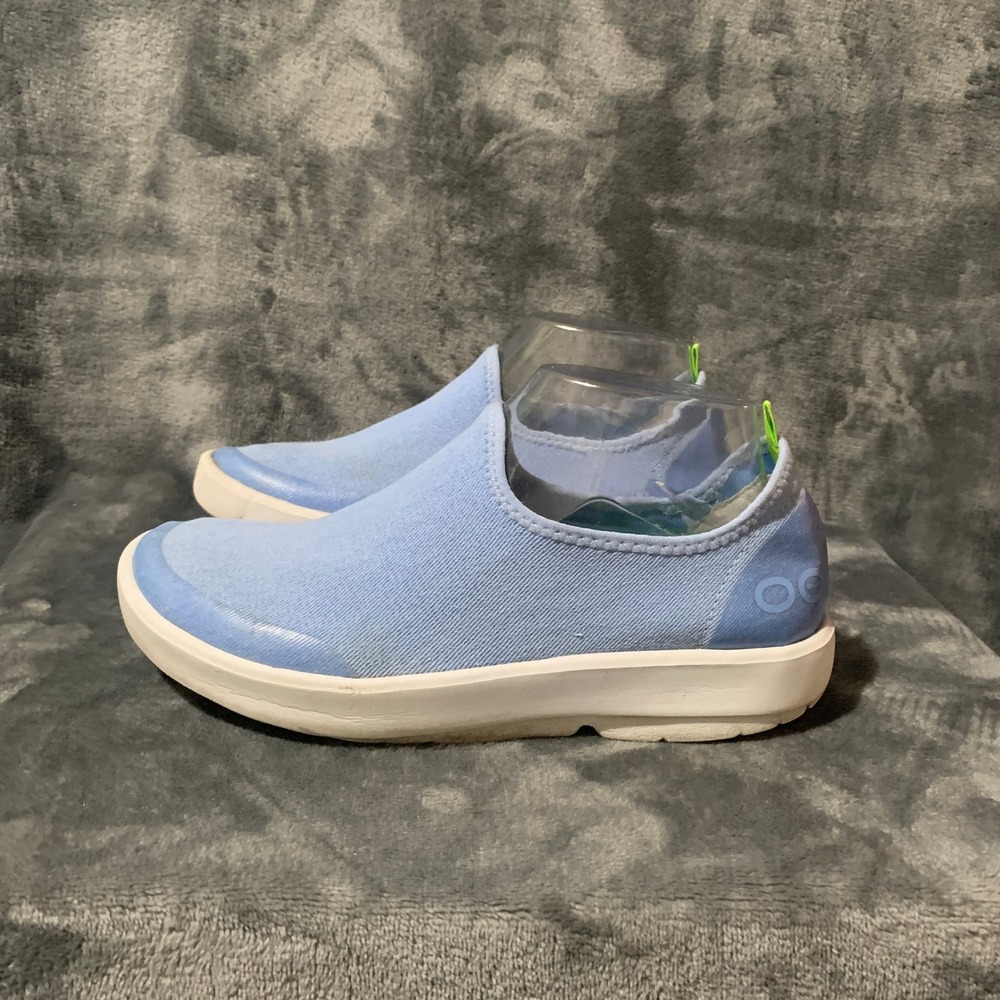 Oofos OOmg Low Shoes Womens 7 Sky Blue Recovery Mesh Slip On Athletic Comfort